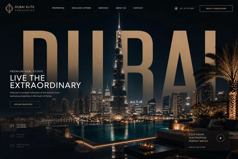 Концепт сайту Dubai Elite — Нерухомість